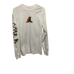 Jordan T Shirt Jumpman Long Sleeve White Graphic Print Mens M